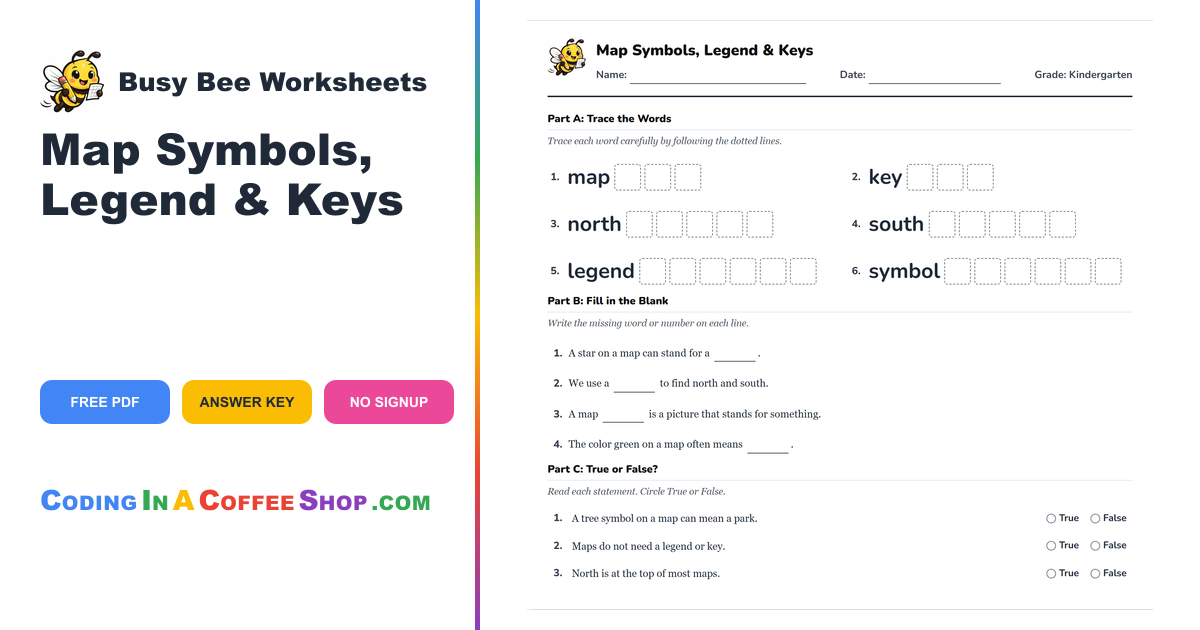 Kindergarten Map Keys Symbols Practice